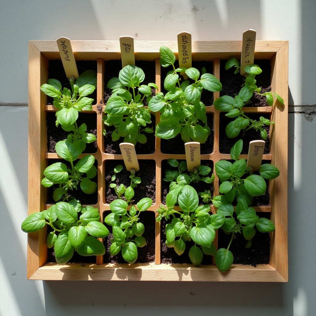 Bandejas con plantines de distintas variedades de hortalizas para cultivo en espacios reducidos